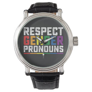 LGBT Respektiere Geschlechterpronomen Schwul Lesbi Armbanduhr