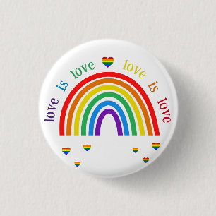 LGBT Round Abzeichen - Rainbow Hearts Liebe ist Li Button