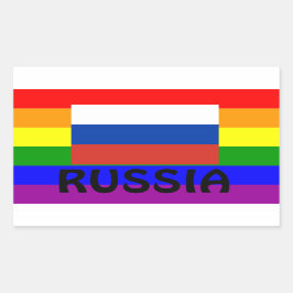 LGBT Russisch* Gay Pride-Flag-Aufkleber Р с с и и  Rechteckiger Aufkleber