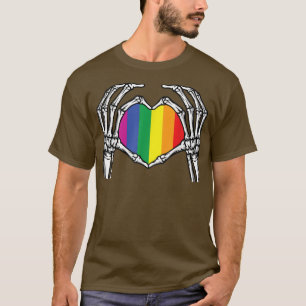 LGBT Skelett Handherz Unterknöpfe Kostüm Funny T-Shirt