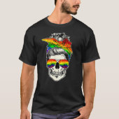 LGBT Skull Messy Bun Rainbow LGBTQ Gay Pride LGBT T-Shirt (Vorderseite)
