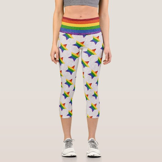 LGBT-Star-Glitzer Capri Leggings (Vorderseite)