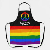 LGBT-Stolperflagge und Friedenszeichen mit benutze Schürze (Vorderseite)