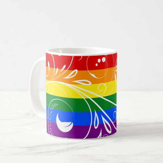 LGBT-Stolperflagge Vintag Blütenblüte Kaffeetasse (Vorderseite Links)