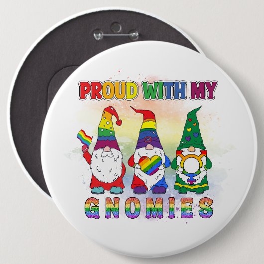 LGBT stolz auf meine Gnomen Button (Vorne & Hinten)