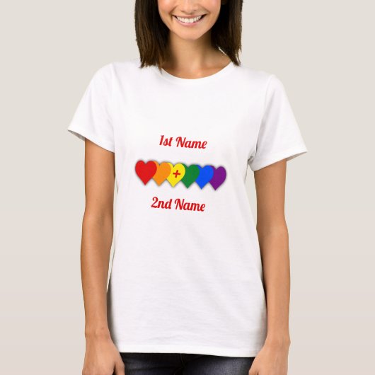 LGBT-Stolz-Design mit Herzen/ein Paar T-Shirt (Vorderseite)