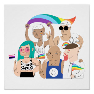 LGBT+Stolz. GAY Liebe. Regenbogenflagge. Poster