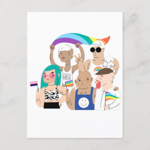 LGBT+Stolz. GAY Liebe. Regenbogenflagge. Postkarte