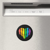 LGBT+Stolz. Herz Regenbogen. Button Magnet (In Situ (Geschirrspüler))