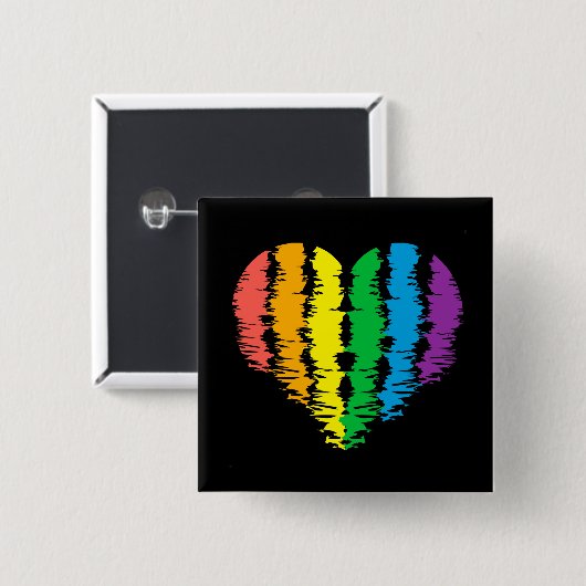 LGBT+Stolz. Herz Regenbogen. Button Magnet (Vorne & Hinten)