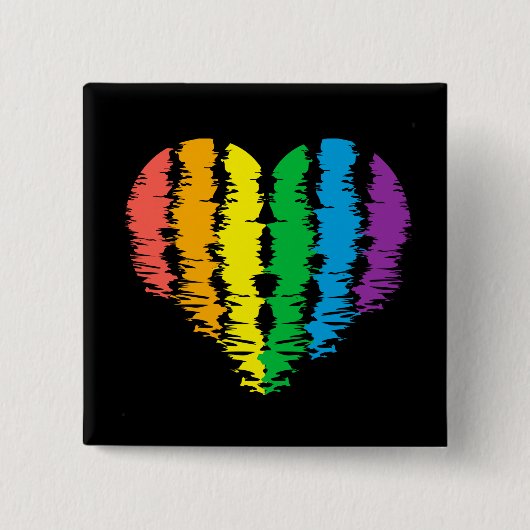 LGBT+Stolz. Herz Regenbogen. Button Magnet (Vorderseite)