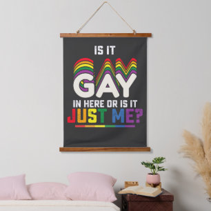 LGBT-Stolz ist hier schwul oder ist es nur ich Wandteppich Mit Holzrahmen