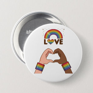 LGBT+Stolz. Liebe Regenbogen. Herz. Button