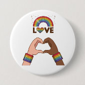 LGBT+Stolz. Liebe Regenbogen. Herz. Button (Vorderseite)