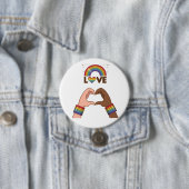 LGBT+Stolz. Liebe Regenbogen. Herz. Button (Beispiel)