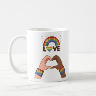 LGBT+Stolz. Liebe Regenbogen. Herz. Kaffeetasse