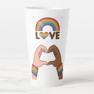 LGBT+Stolz. Liebe Regenbogen. Herz. Milchtasse