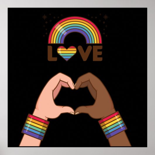 LGBT+Stolz. Liebe Regenbogen. Herz. Poster (Vorne)