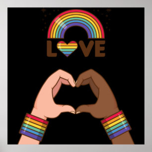 LGBT+Stolz. Liebe Regenbogen. Herz. Poster