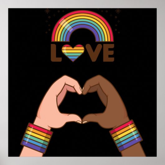 LGBT+Stolz. Liebe Regenbogen. Herz. Poster (Vorne)