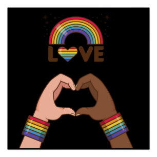 LGBT+Stolz. Liebe Regenbogen. Herz. Poster