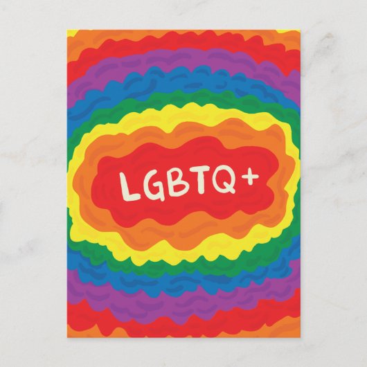 LGBT+Stolz. que, Regenbogenfarbe. Postkarte (Vorderseite)