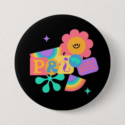 LGBT+Stolz. Rainbow-Liebe. Sonnenblumen-Liebe. Button (Vorderseite)