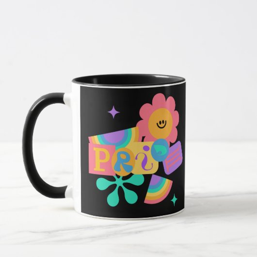 LGBT+Stolz. Rainbow-Liebe. Sonnenblumen-Liebe. Tasse (Links)