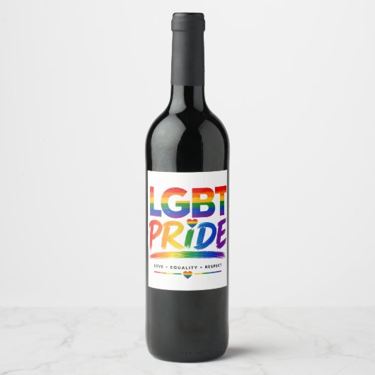 LGBT-Stolz-Regenbogen-Typografie Weinetikett (Vorderseite)
