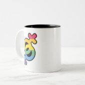 LGBT+Stolz. Regenbogen. Zweifarbige Tasse (Vorderseite Links)