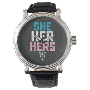 LGBT-Stolz Sie Ihr Ihr Trans Transgender Pronomen Armbanduhr