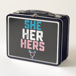 LGBT Stolz Sie Ihr Ihr Trans Transgender Pronomen Metall Brotdose