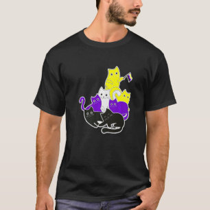 LGBT-Stolz Sozialbewegung Non Binär Katze Flagge T-Shirt