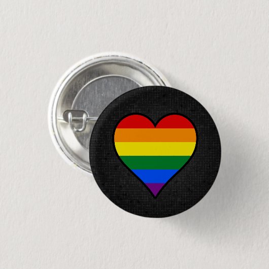 LGBT-Stolzherzen mit schwarzer Taste Button (Vorne & Hinten)