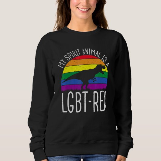 Lgbt - T-Rex Gay Pride Lesbian Dinosaur Sunset Sweatshirt (Vorderseite)