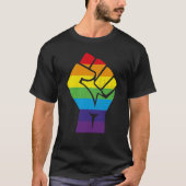 LGBT T - Shirt - Regenbogen-Widerstand-Faust (Vorderseite)
