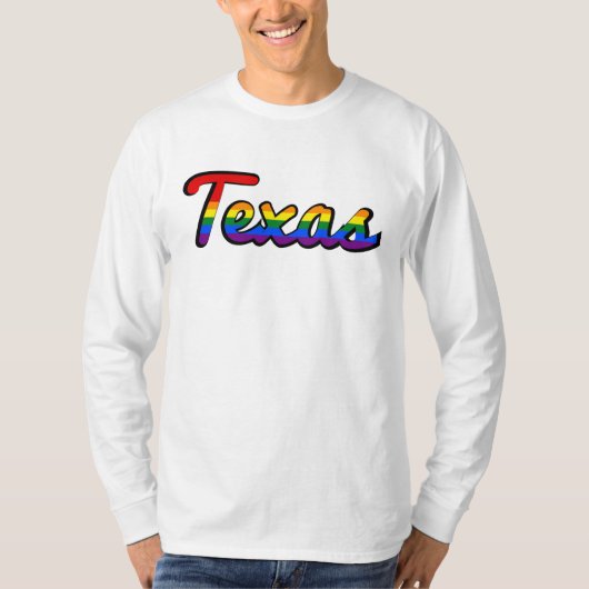 LGBT Texas Regenbogen-Text Sweatshirt T-Shirt (Vorderseite)
