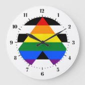 LGBT-Uhr mit gerader Flagge Große Wanduhr (Vorderseite)