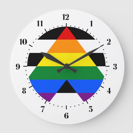 LGBT-Uhr mit gerader Flagge Große Wanduhr (Vorderseite)