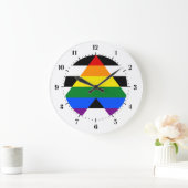 LGBT-Uhr mit gerader Flagge Große Wanduhr (Zuhause)