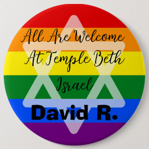 LGBT Unterstützende jüdische Taste mit David Star Button
