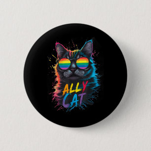 LGBT Unterstützer Katze Sei Nett Schwul Regenbogen Button