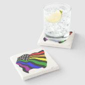 LGBT USA Flagge Steinuntersetzer (Seitenansicht)