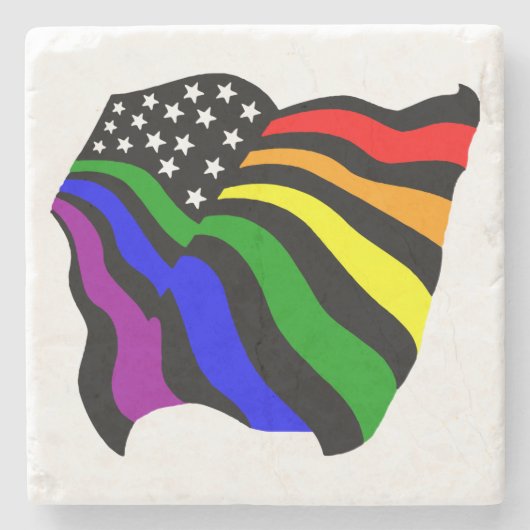LGBT USA Flagge Steinuntersetzer (Vorderseite)