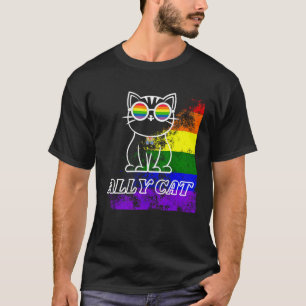 LGBT Verbündeter Katze Sei nett Schwule Regenbogen T-Shirt