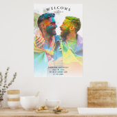 LGBT Wedding Verlobtes Paar mit einfachen Rainbow- Poster (Küche)