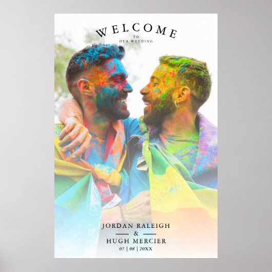 LGBT Wedding Verlobtes Paar mit einfachen Rainbow- Poster (Vorne)