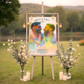 LGBT Wedding Verlobtes Paar mit einfachen Rainbow- Poster