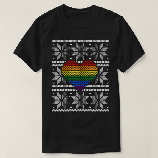 LGBT Weihnachtsherz Rainbow Pride Ugly Xmas Sweat T-Shirt (Design vorne)