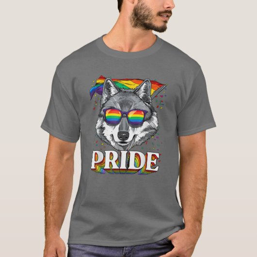 LGBT Wolf Gay Pride LGBTQ Regenbogenbrille Sonnenb T-Shirt (Vorderseite)